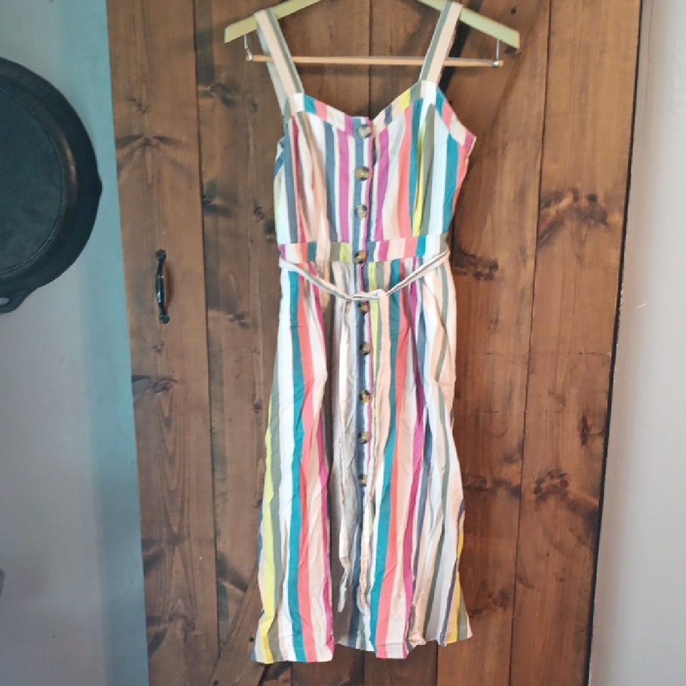 Time and Tru Multicolor Striped Midi Dress